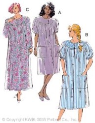 2172 Kwik Sew  SS-LS YOKE DUSTER Robe, NIGHTGOWN PATTERN XS-XL Uncut